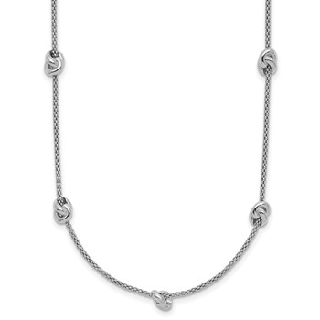 Leslie's Sterling Silver RH-plt Polished Love Knot w/2in ext. Necklace