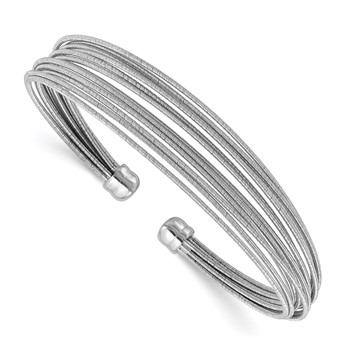 Leslie's Sterling Silver RH-plated Polished multi-wire Cuff Bangle
