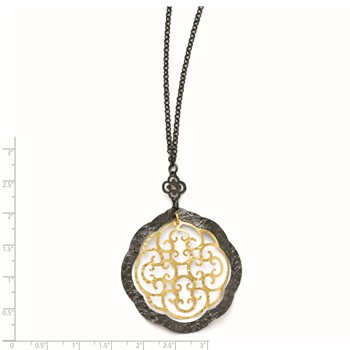 Leslie's Sterling Silver/Ruthenium/Gold-tone 14k Flash Necklace — alternate view