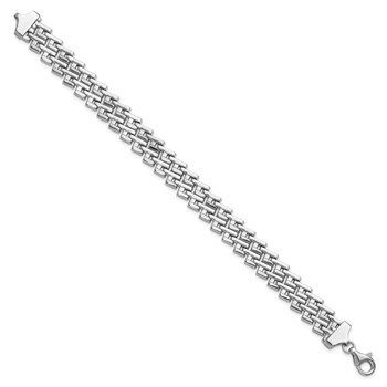 Leslie's Sterling Silver Rhodium-Plated Flat Fancy Link Bracelet — alternate view