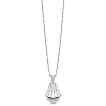 Leslie's Sterling Silver Rh-Plat Polished Fancy Pendant on Beaded Necklace — alternate view