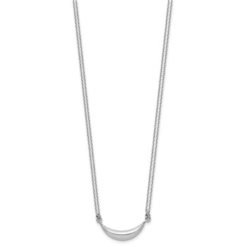 Leslie's Sterling Silver RH-plated Curved Bar 2-Strand w/2in ext. Necklace — alternate view