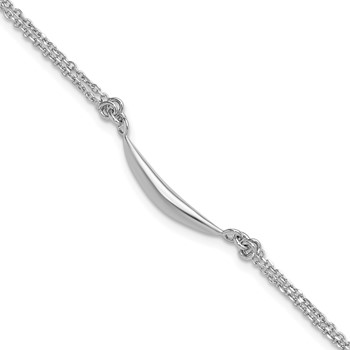 Leslie's Sterling Silver RH-plated Fancy Bar 2-Strand w/.75in ext. Bracelet
