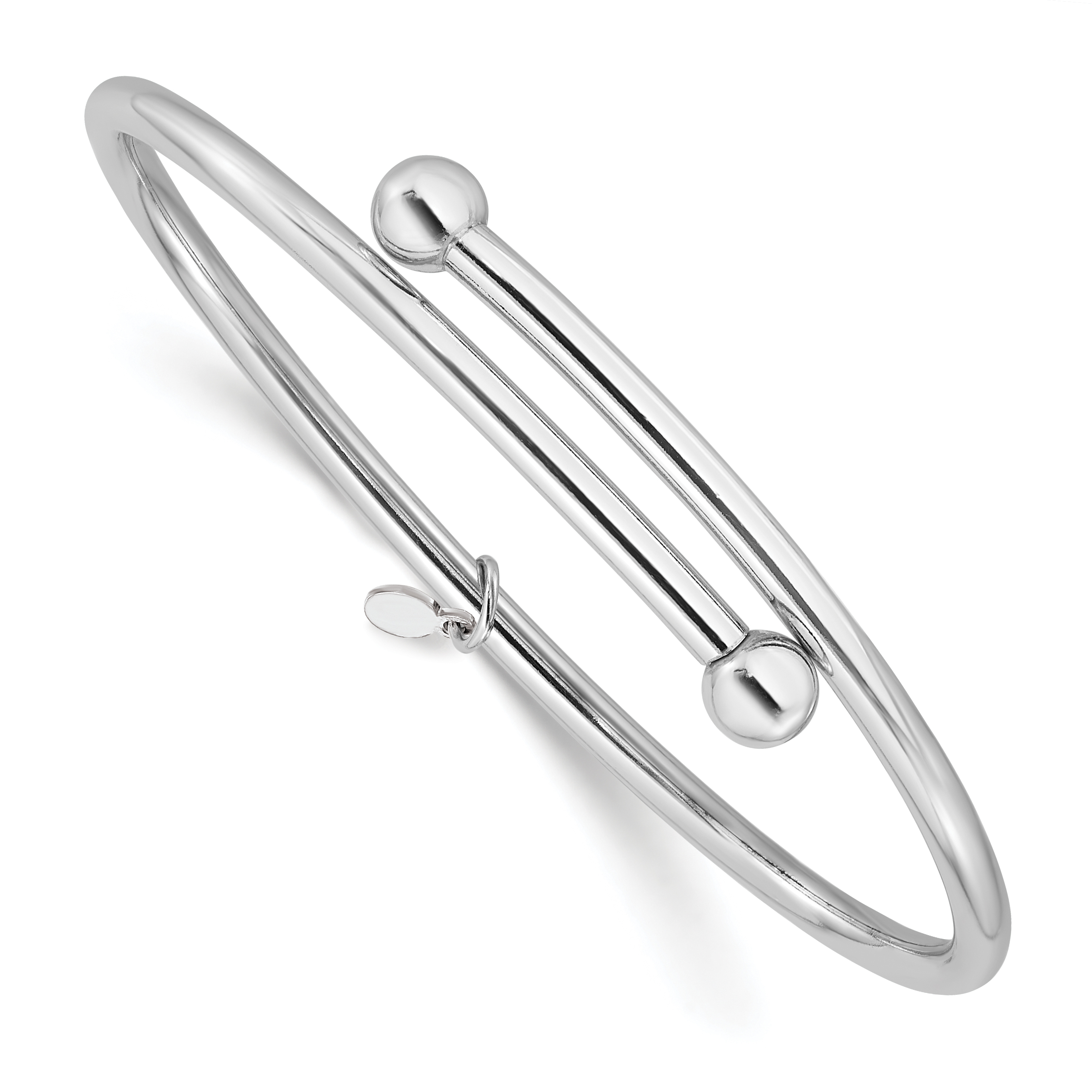 Leslie's Sterling Silver RH-plated Flexible Bypass Bangle