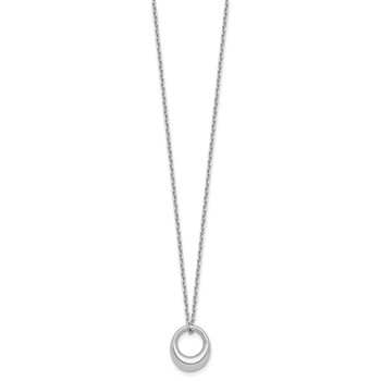 Leslie's Sterling Silver RH-plated Fancy Open Circle with 2in ext. Necklace — alternate view