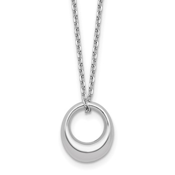 Leslie's Sterling Silver RH-plated Fancy Open Circle with 2in ext. Necklace