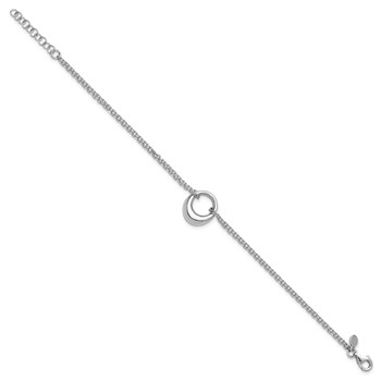 Leslie's Sterling Silver RH-plated Open Circle 2-Strand w/1in ext. Bracelet — alternate view