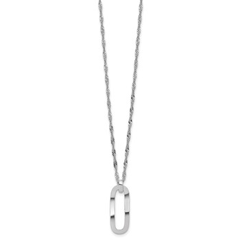 Leslie's Sterling Silver RH-plated Oval Accent with 2in ext. Necklace — alternate view