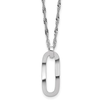 Leslie's Sterling Silver RH-plated Oval Accent with 2in ext. Necklace