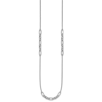Leslie's Sterling Silver RH-plated Fancy Oval Station Links Necklace — alternate view