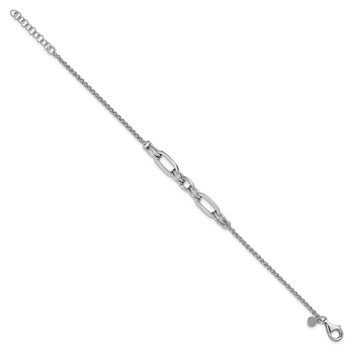Leslie's Sterling Silver RH-plated Fancy Oval Links w/1in ext. Bracelet — alternate view
