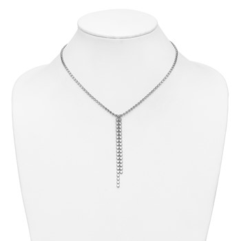 Leslie's Sterling Silver RH-plated Polished DC Drop w/2 ext. Necklace — alternate view