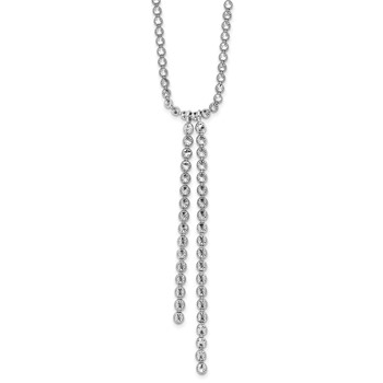 Leslie's Sterling Silver RH-plated Polished DC Drop w/2 ext. Necklace