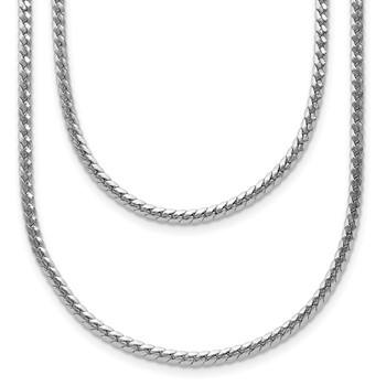 Leslie's Sterling Silver RH-Plated Pol. Fancy 2-strand with 2in ext. Necklace
