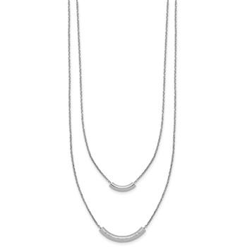 Leslie's SS RH-plt Polish/Textured 2-strand Curved Bar w/2in ext. Necklace — alternate view