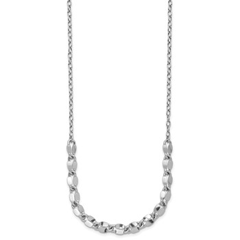 Leslie's Sterling Silver RH-plated Pol. Fancy Link w/2in ext. Necklace — alternate view
