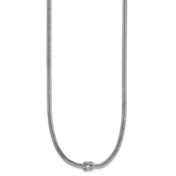 Leslie's Sterling Silver RH-plat Pol. 2-Strand Knot w/2in ext. Necklace — alternate view