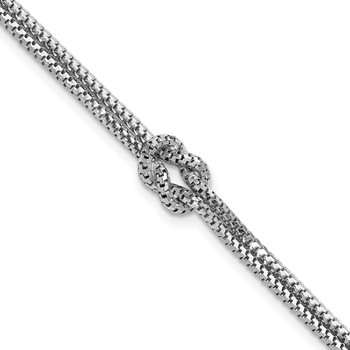 Leslie's Sterling Silver RH-plt Pol. 2-Strand Knot w/1in ext. Bracelet