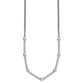 Leslie's Sterling Silver RH-plt Pol. 2-strand Beaded w/2in ext. Necklace — alternate view