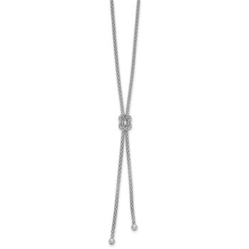 Leslie's Sterling Silver RH-plated Pol. w/Knot Drop w/2in ext. Necklace — alternate view