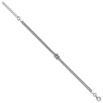 Leslie's Sterling Silver RH-plt Pol. 2-strand Knot w/1in ext. Bracelet — alternate view