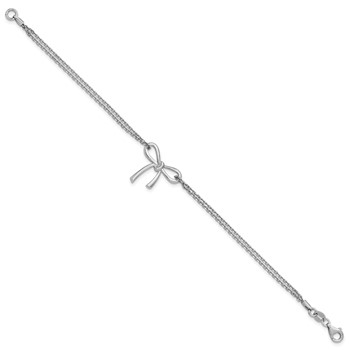 Leslie's Sterling Silver RH-plated Polished Two-strand Bow Bracelet — alternate view