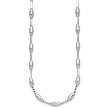Leslie's Sterling Silver RH-plat Polish Oval Beaded w/2in ext. Necklace — alternate view