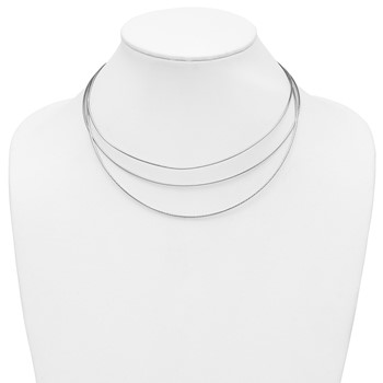 Leslie's Sterling Silver RH-plated Polished 3-strand w/ 2in ext. Necklace — alternate view