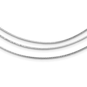 Leslie's Sterling Silver RH-plated Polished 3-strand w/ 2in ext. Necklace