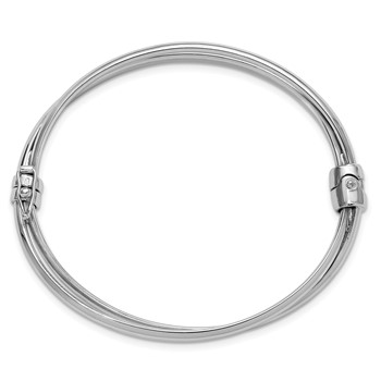 Leslie's Sterling Silver RH-plated Polished/Brushed Twist Hinged Bangle — alternate view