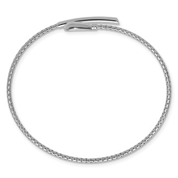 Leslie's Sterling Silver RH-plated Polished and Textured Bypass Flexible Cu — alternate view