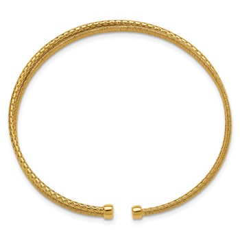 Leslie's Sterling Silver Gold-plated Polished/Satin/Textured Flexible Cuff — alternate view
