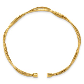 Leslie's SS Gold-plat Polished/Textured Twisted 2-strand Flexible Cuff Bang — alternate view
