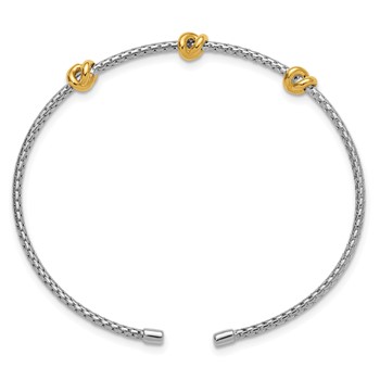 Leslie's SS RH-pl and Gold-pl Polished/Textured Love Knot Flexible Cuff Ban — alternate view