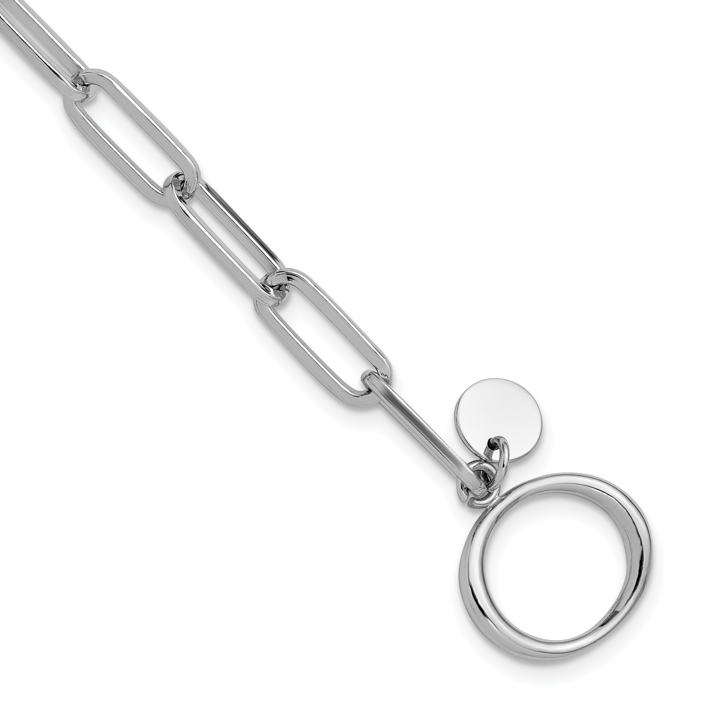 Leslie's Sterling Silver RH-plated Polished Paperclip Toggle Bracelet