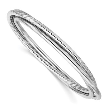 Leslie's Sterling Silver RH-plated Polished and Twisted 3-Intertwined Slip-