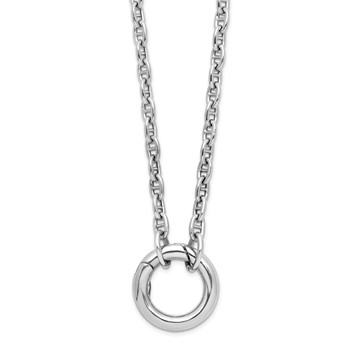 Leslie's Sterling Silver RH-plated Polished Push Clasp Anchor Link Necklace