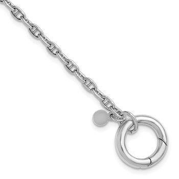 Leslie's Sterling Silver RH-plated Polished Push Clasp Anchor Link Bracelet