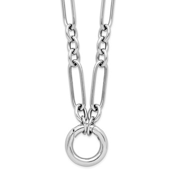 Leslie's Sterling Silver RH-plated Polished Push Clasp Link  Necklace