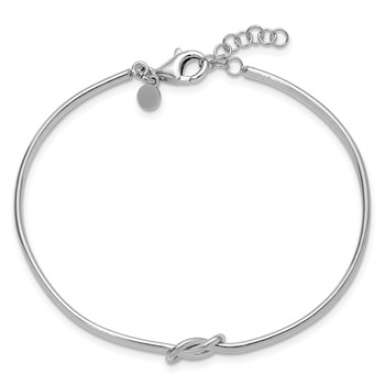 Leslie's Sterling Silver RH-plated Polished Love Knot with 1in ext. Bangle — alternate view