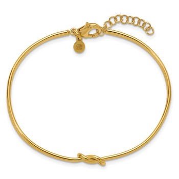 Leslie's Sterling Silver Gold-plated Polished Love Knot with 1in ext. Bangle — alternate view