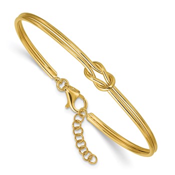 Leslie's Sterling Silver Gold-plated Polished Love Knot with 1in ext. Bangle