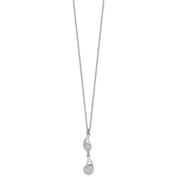 Leslie's Sterling Silver RH-plated Polished Teardrop pendant w/ 2in ext. Ne — alternate view