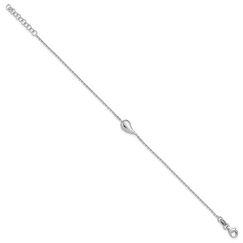 Leslie's Sterling Silver RH-plated Polished Teardrop w/ 1in ext. Bracelet — alternate view