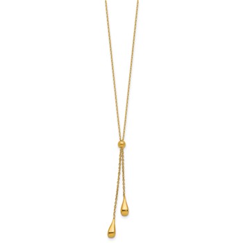 Leslie's Sterling Silver Gold-tone Polished Teardrop Lariat w/ 2in ext. Nec — alternate view