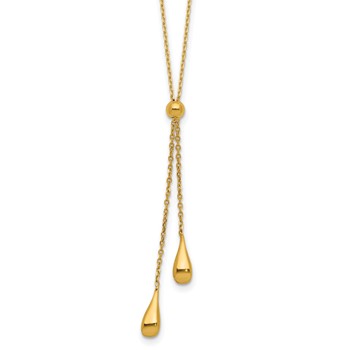 Leslie's Sterling Silver Gold-tone Polished Teardrop Lariat w/ 2in ext. Nec
