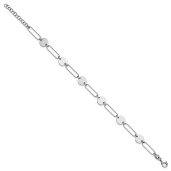 Leslie's Sterling Silver RH-plated Polished Circle and Link w/ 1in ext. Bra — alternate view