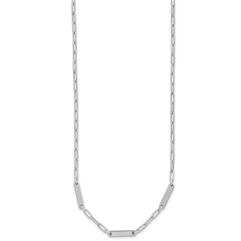 Leslie's Sterling Silver RH-plated Polished Paperclip Bar w/ 2in ext. Neckl — alternate view