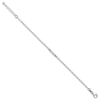 Leslie's Sterling Silver RH-plated Polished Paperclip Bar w/ 1in ext. Brace — alternate view