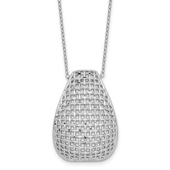 Leslie's Sterling Silver RH-plated Polished Dia-cut Woven Pattern w/ 2in ex